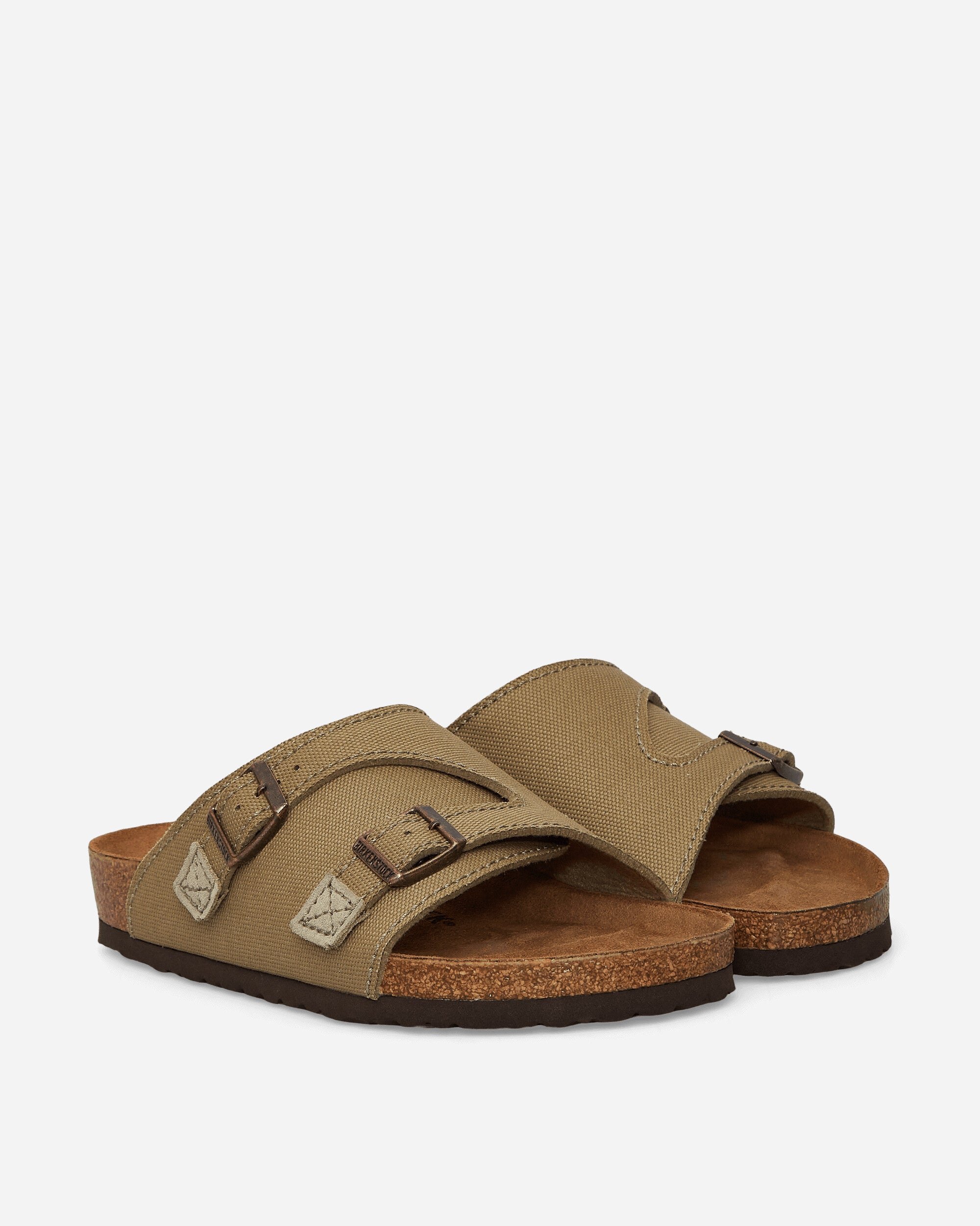 Birkenstock Zürich Suede Leather/Canvas Faded Khaki Sandals and Slides Sandals and Mules 1028755