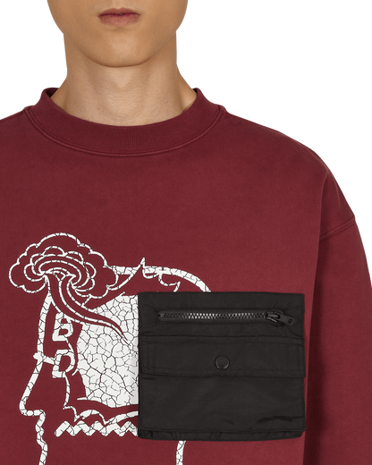 Brain Dead Saturated Voids Vintage Wash Burgundy Sweatshirts Crewneck BDF21T10002098 RD05