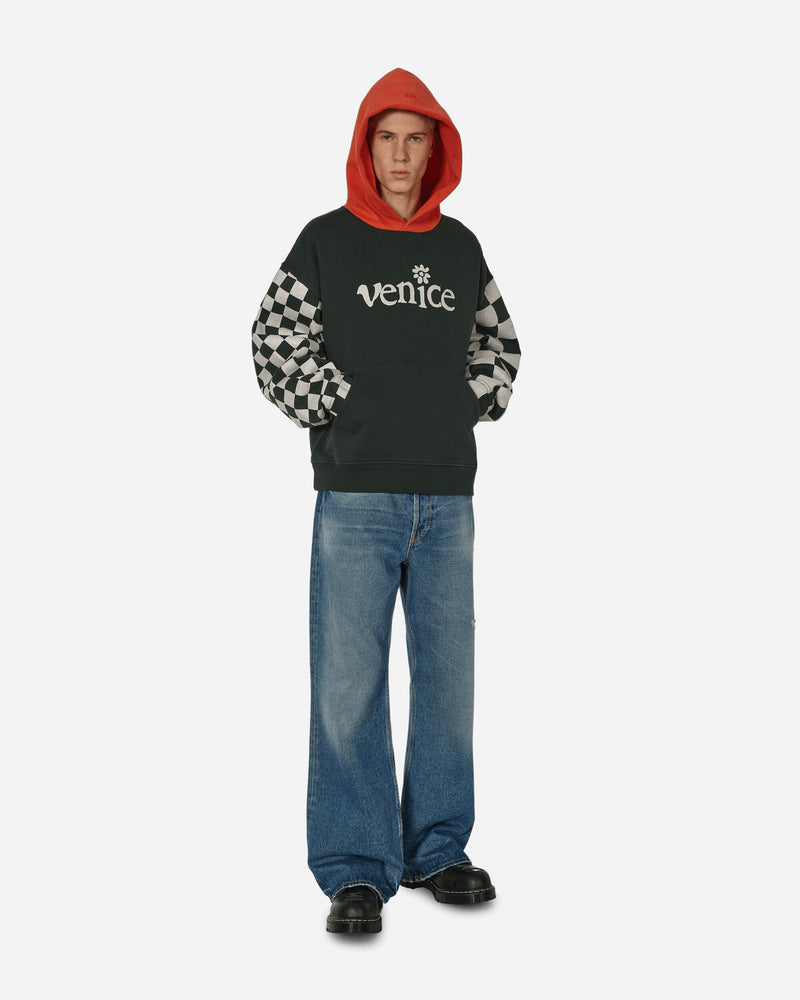 ERL Venice Checker Sleeve Hoodie Knit Black Checker Sweatshirts Hoodies ERL08T021 1