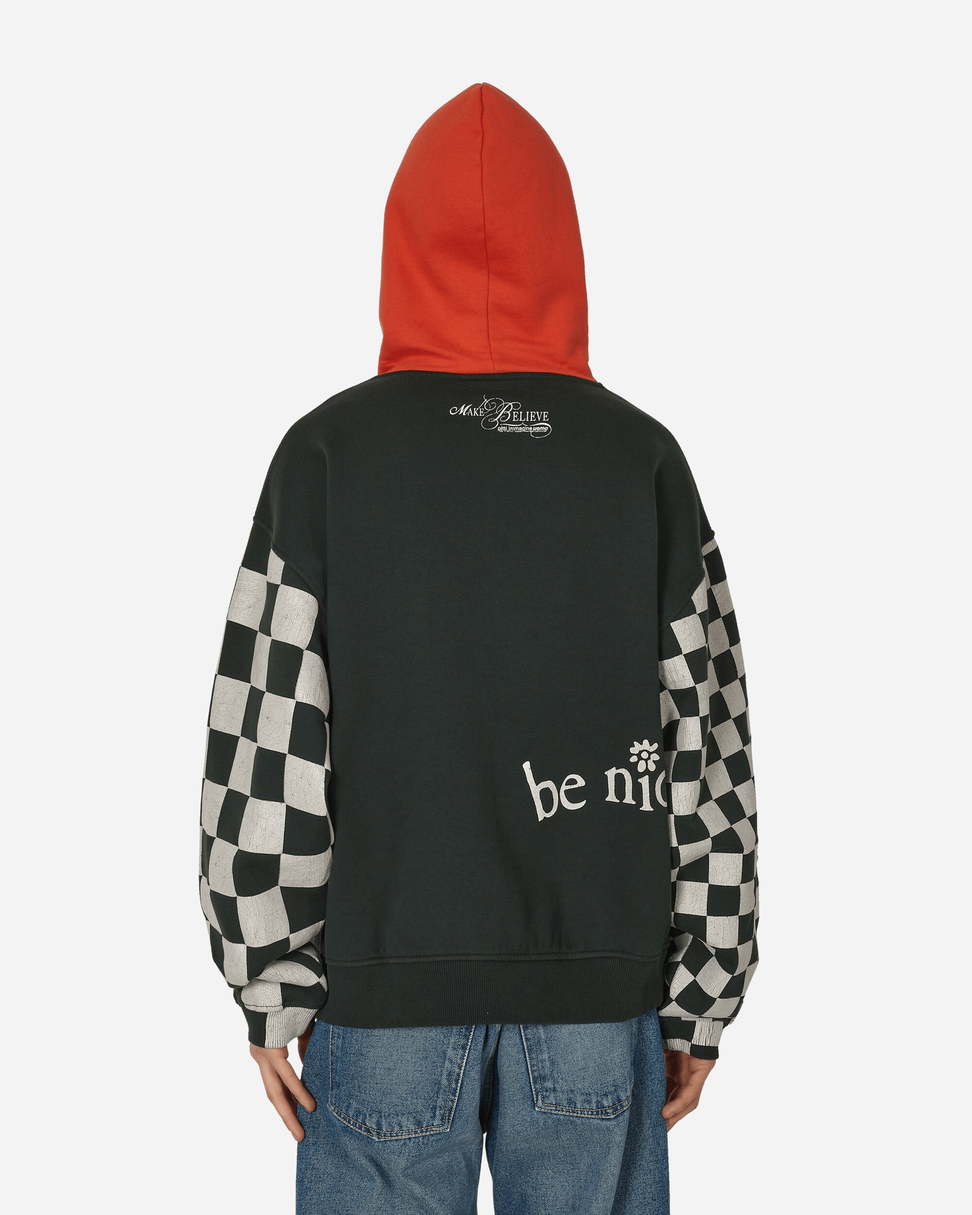 ERL Venice Checker Sleeve Hoodie Knit Black Checker Sweatshirts Hoodies ERL08T021 1