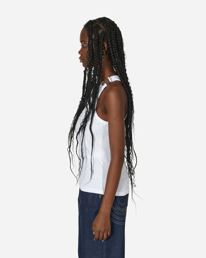 Jean Paul Gaultier Wmns Ribbed Tank Top With Overall Buckles White T-Shirts Shortsleeve U-DB023-J054 01