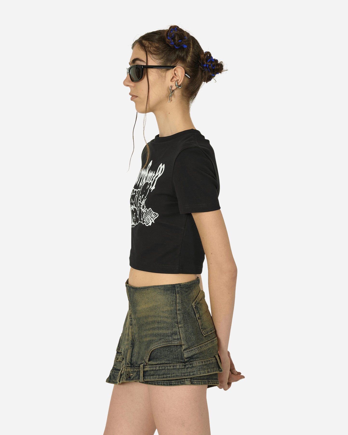 MARRKNULL Wmns Black Punk Bear Slim-Fit T-Shirt Black T-Shirts Cropped MN24SS01222 BLACK