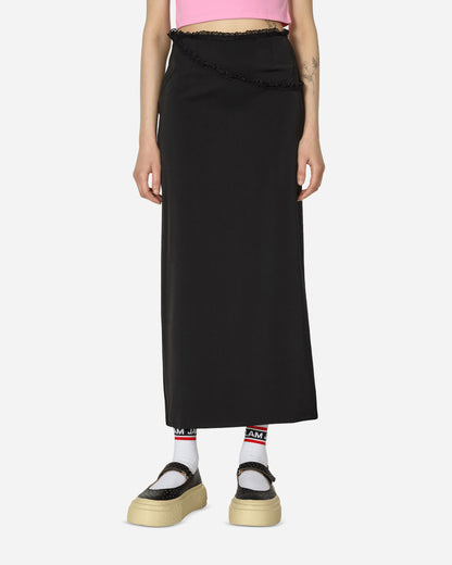 MARRKNULL Wmns Black Silk Skirt Black Skirts Maxi MN24SS03131 BLACK