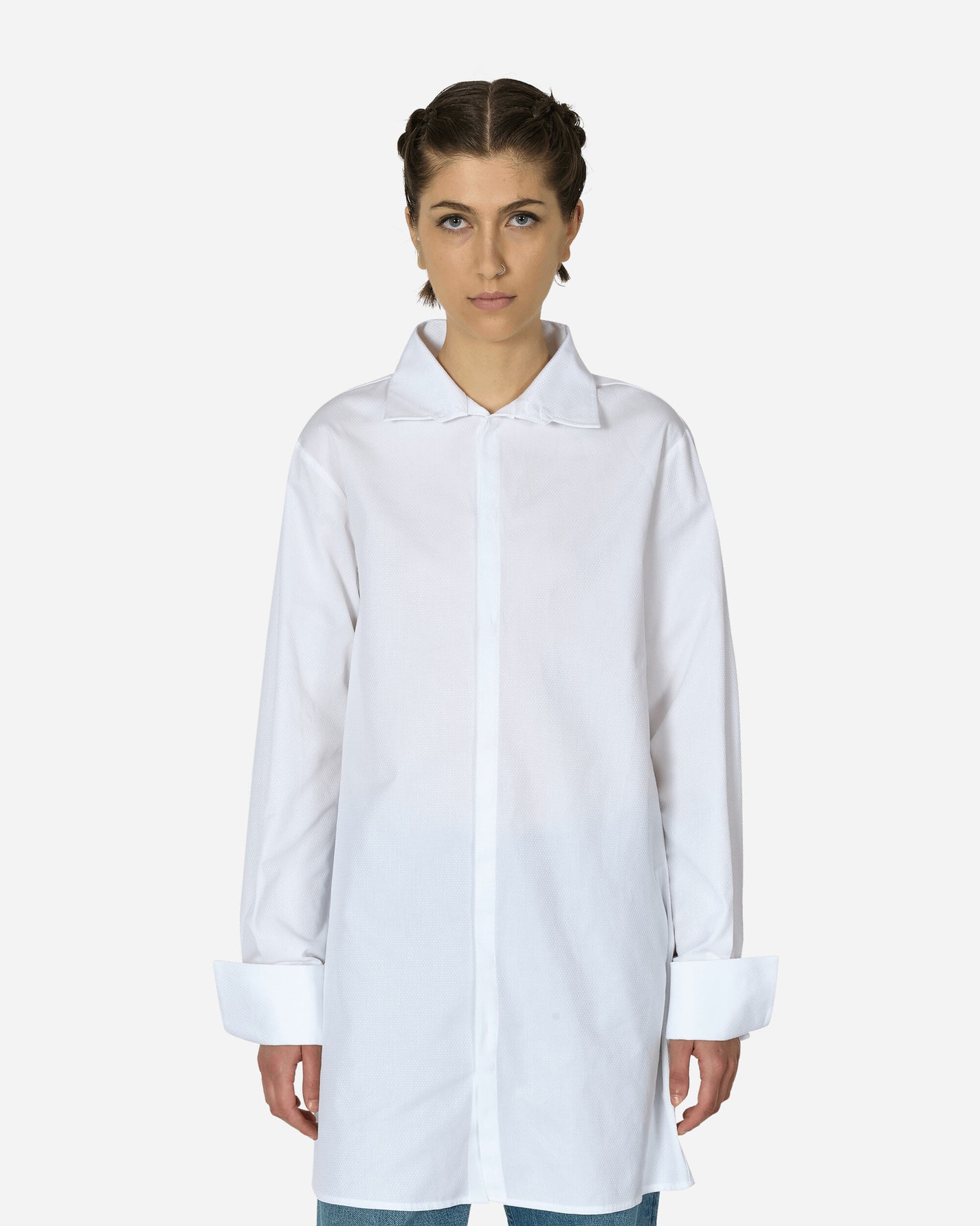 MM6 Maison Margiela Wmns Long-Sleeved Shirt Off White Shirts Longsleeve Shirt S62DT0032 101