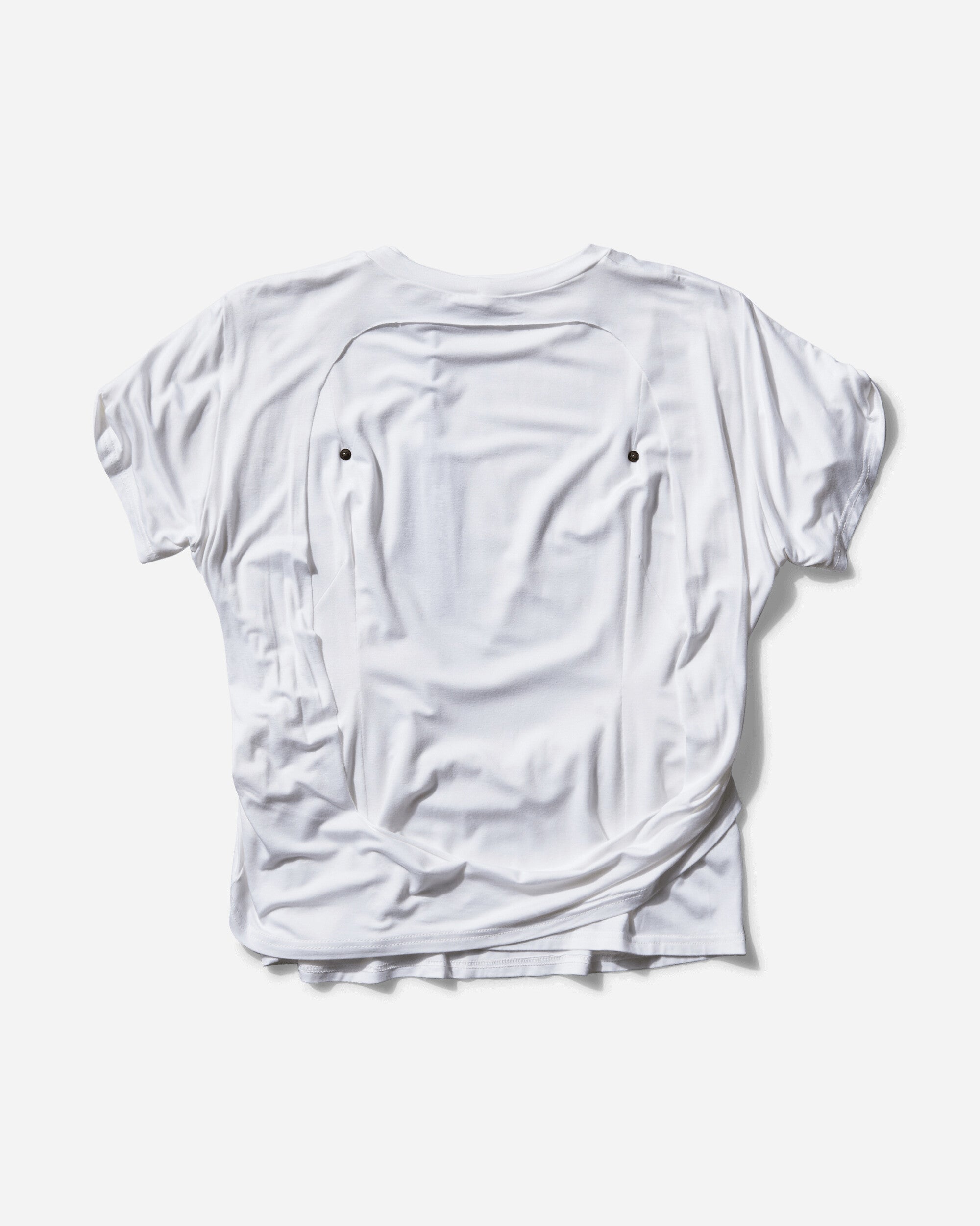 Mainline:RUS/Fr.CA/DE Wmns T-Shirt With Darts, Rivets And Back Drape White T-Shirts Shortsleeve AW24THEA THEA