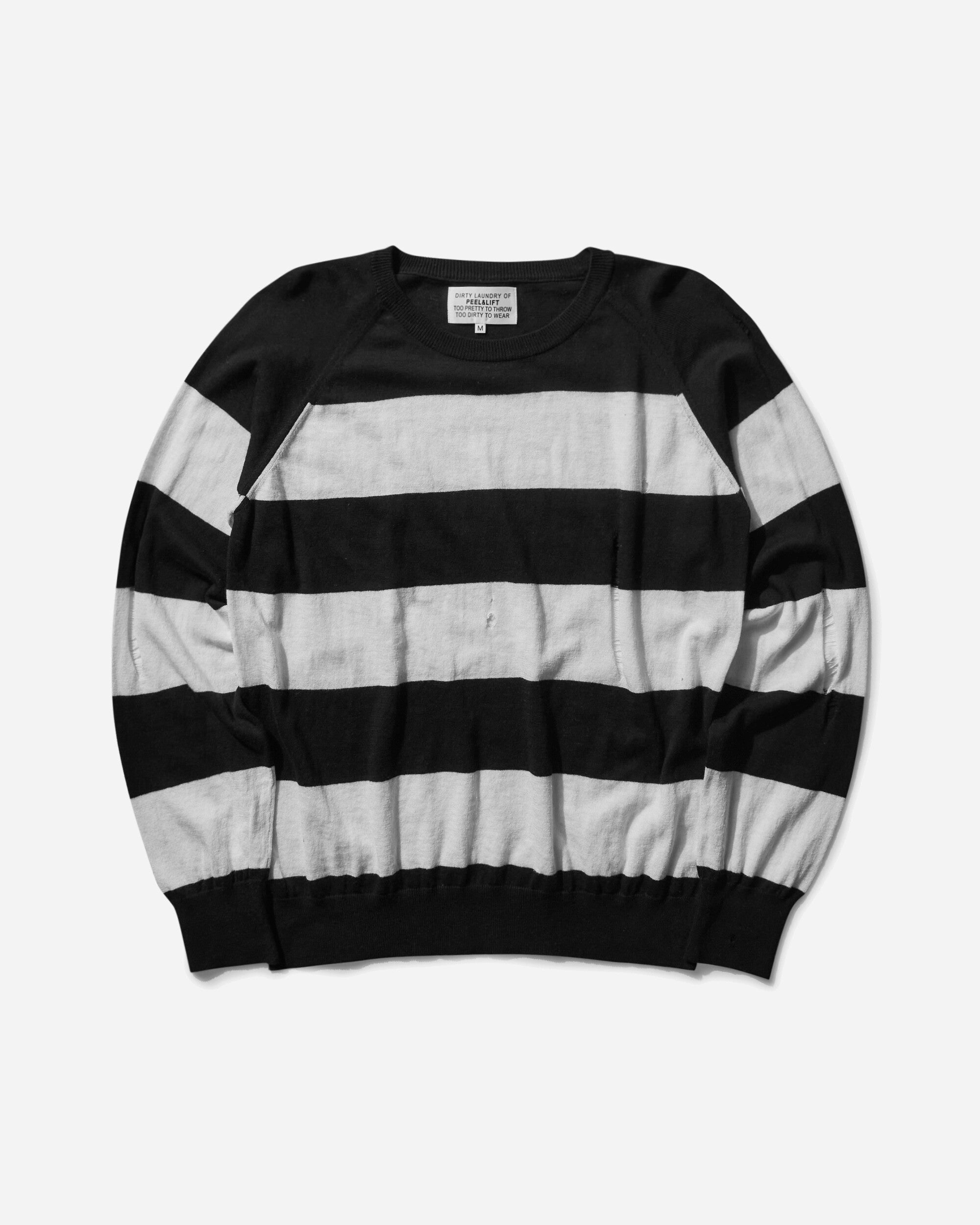 Peel & Lift Peel & Lift  X Slam Jam Damaged Stripe Jumper Black/White Knitwears Sweaters PL23-K004 002