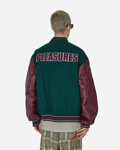 Pleasures Fan Varsity Jacket Green Coats and Jackets Bomber Jackets P23W037 GREEN