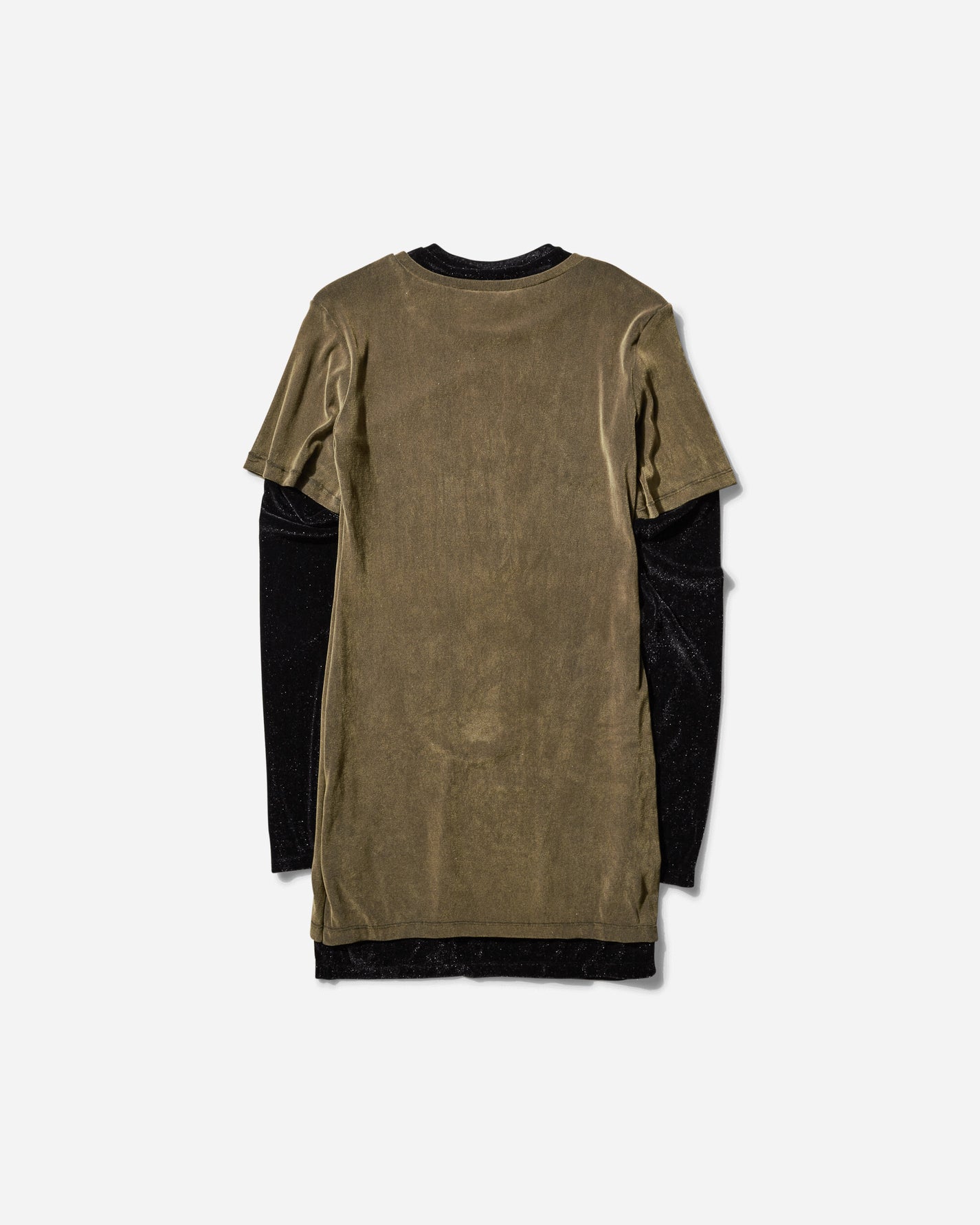 Priscavera Wmns Long/Short Sleeve T-Shirt Dress Obsidian/Olive Oil T-Shirts Longsleeve 003172-144 OBOO