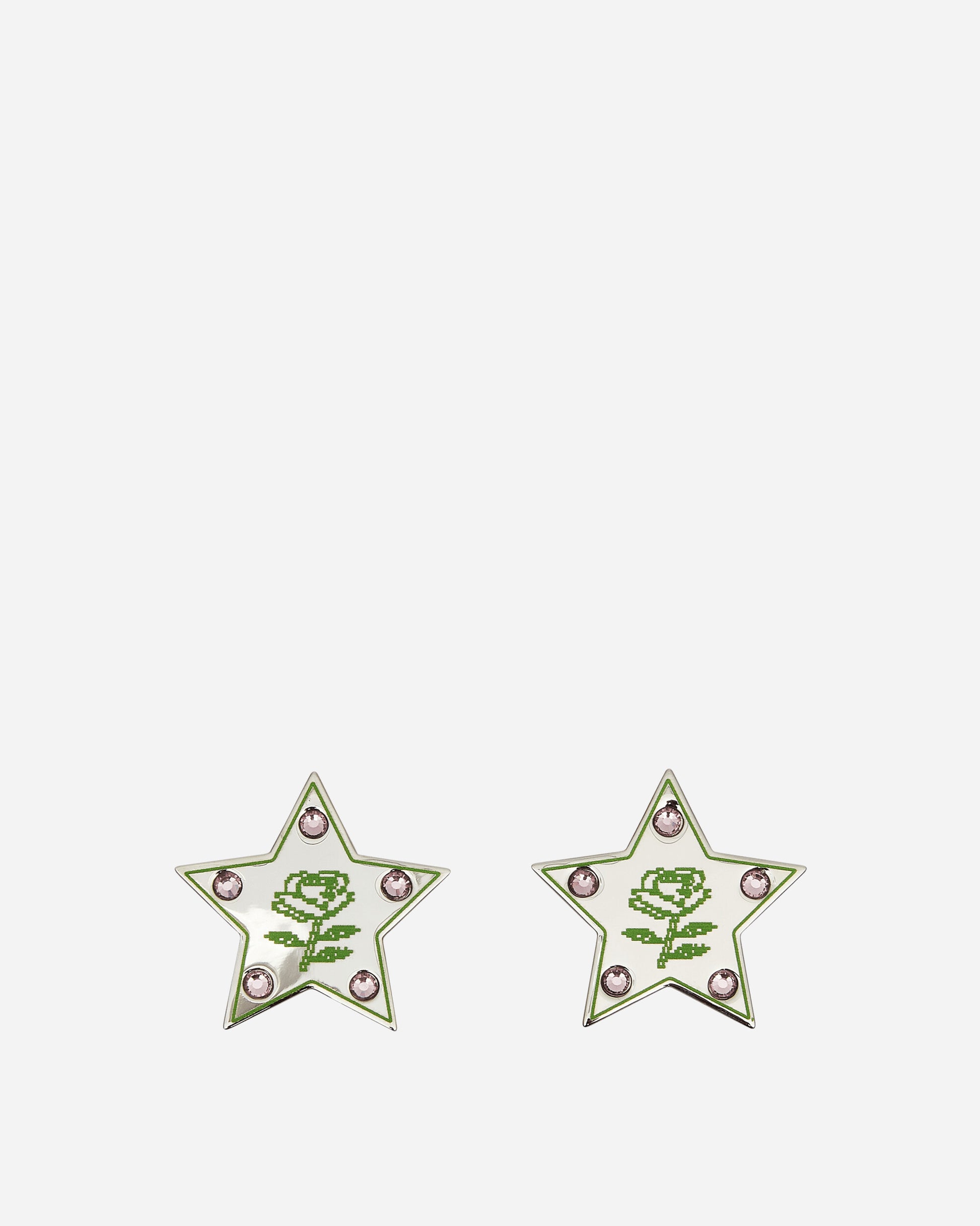 Safsafu Wmns Super Star Earrings Silver/Green Jewellery Earrings U1-24-E6 SG