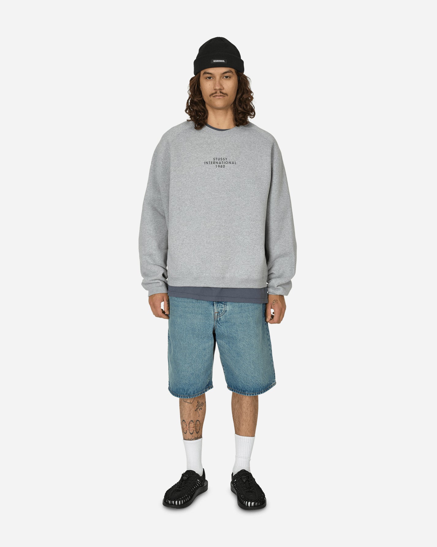 Stüssy Raglan Sleeve Crew Grey/Heather Knitwears Sweaters 118552 0009