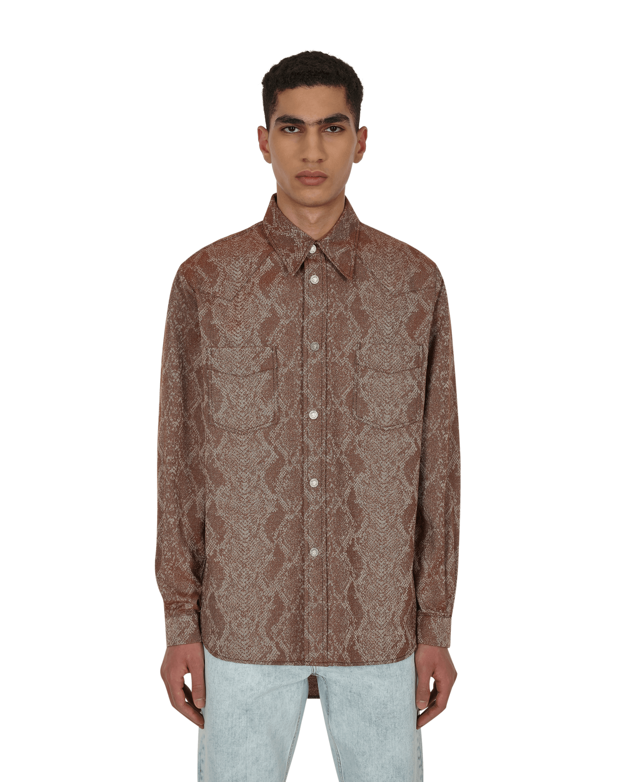 Acne Studios Sirius Python Jacquard Rust Red Shirts Longsleeve BB0446- CTB