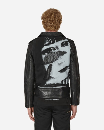 Slam Jam Leather Jacket Black Coats and Jackets Jackets MBMW001LE01 BLK0001