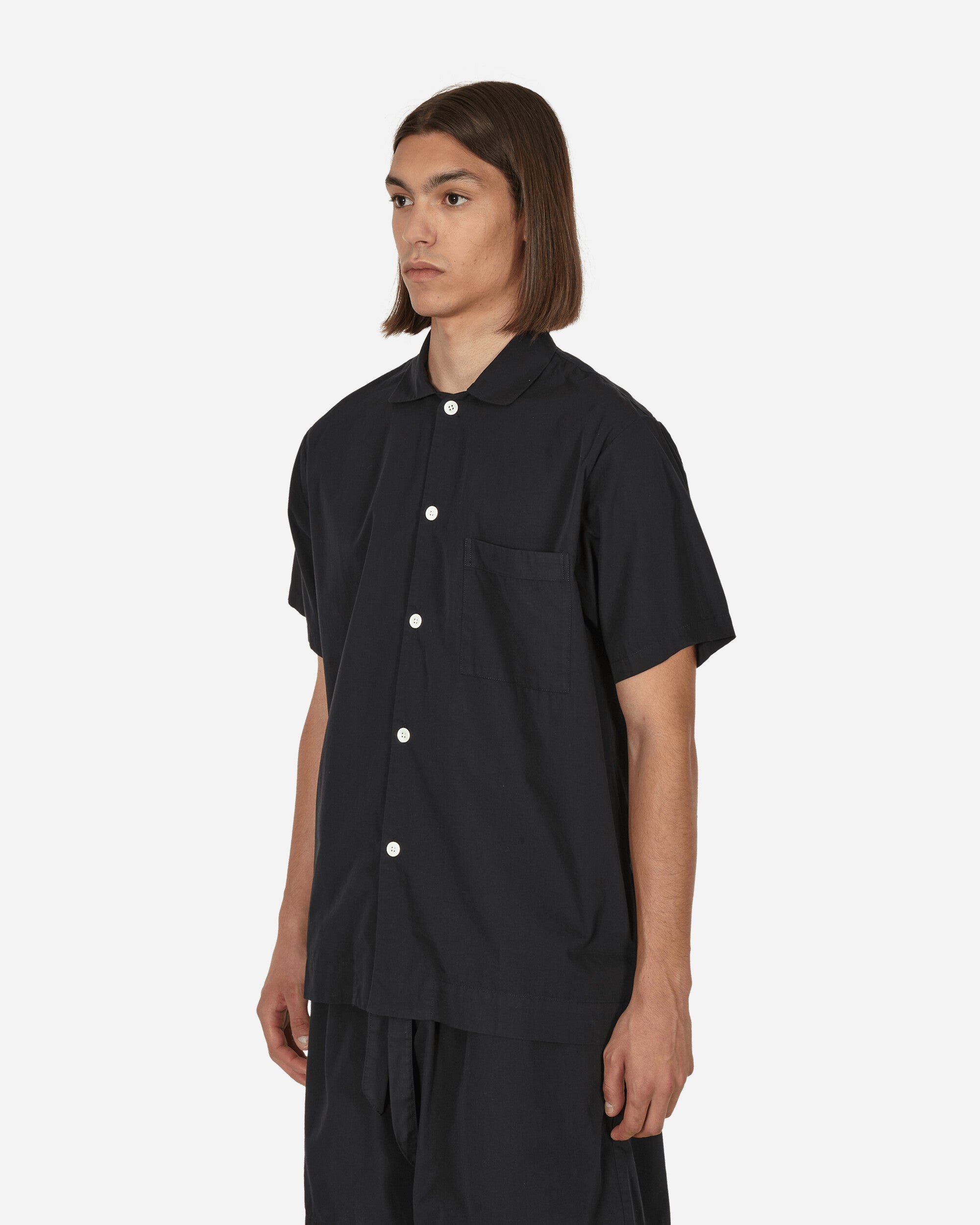 Tekla Poplin - Pyjamas Short Sleeve Shirt All Black Underwear Pajamas SWE BL