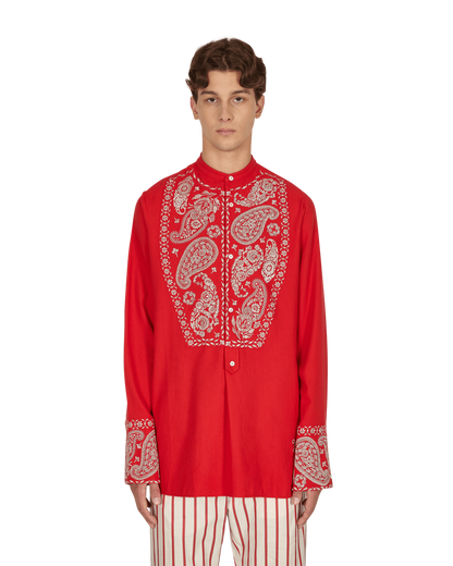 Wales Bonner Menelik Embroidered Scarlet Shirts Longsleeve UA21SH12-CO02 350